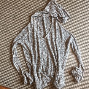 Grey and white long sleeve sweater